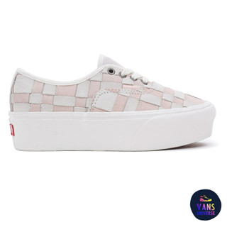 [ของแท้ ส่งฟรี จากไทย] VANS AUTHENTIC STACKFORM WOVEN CHECK WHITEPINK