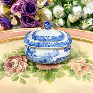 Spode Blue Italian Miniature Covered Sugar Bowl โถน้ำตาล