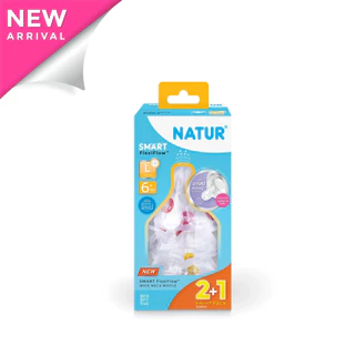 Natur เนเจอร์ จุกนมคอกว้างสมาร์ท (FlexiFlow) จุกนิ่มหลายรู ไซซ์ S / M / L แพ็ก 2 ฟรี 1