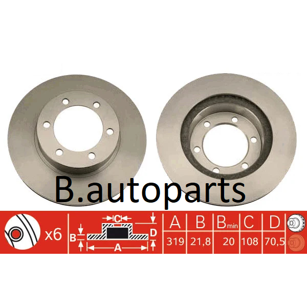 จานเบรคหน้า TOYOTA LAND CRUISER VX90 RZJ90 2.7 KDJ90 KDJ95 3.0 VZJ90 VZJ95 3.4 1995-2002 319MM /คู่