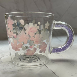 Starbucks Japan SAKURA 2023 Beads Handle Heat Resistant Glass Mug 355 ml 12 oz  แก้วน้ำซากุระหูจับลูกปัดสีม่วง ป้ายครบ