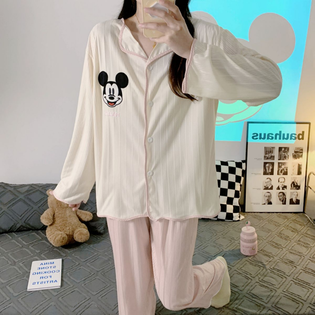 BE09 ชุดนอนการ์ตูน Sanrio ชุดนอนน่ารัก ชุดนอนสไตล์ญี่ปุ่น ราคาถูกที่สุด ชุดนอนลายทางแสนสบาย Size L-XXL