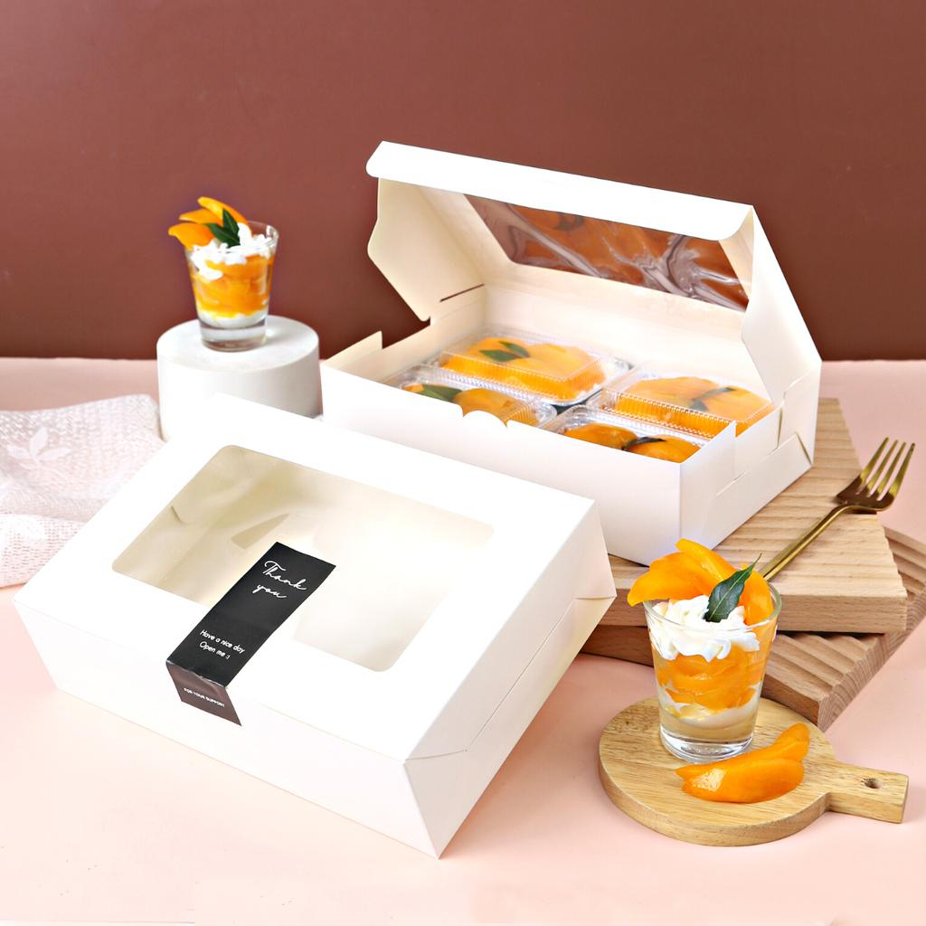 Boxjourney กล่องทรงแบน สีขาว/คราฟท์/พิมพ์ลาย 15x22x6.2 ซ.ม. (20 ชิ้น/แพ็ค) กล่องจัดเบรค กล่องใส่ขนม