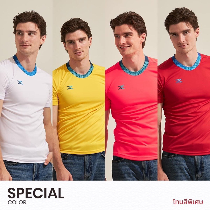 Z-28 เสื้อกีฬาผ้าไมโครตกแต่งด้วยผ้าพิมพ์ลายที่คอเสื้อ เสื้อออกกำลังกาย เสื้เอกีฬา ยี่ห้อ CADENZA ของ