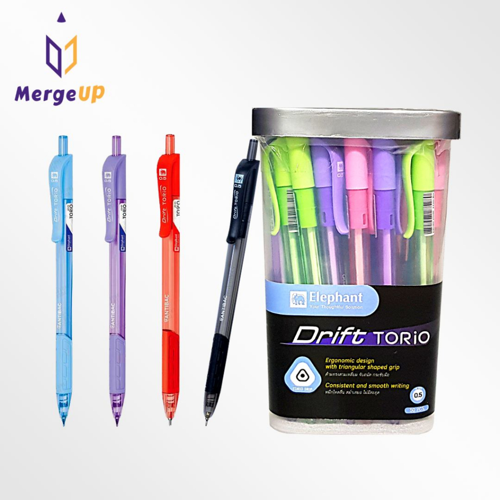 ปากกาลูกลื่น 0.5 DRIFT TORIO ELEPHANT หมึกน้ำเงิน หมึกแดง หมึกดำ ราคาต่อ 1 แท่ง