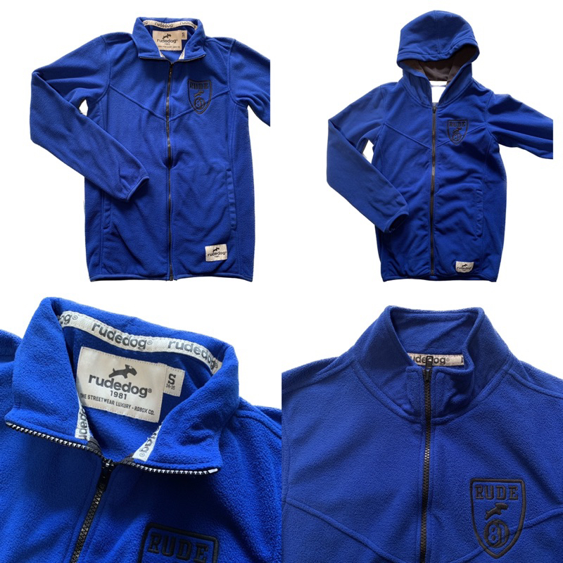 Rudedog เสื้อคลุม กันหนาว แขนยาว สีน้ำเงิน มีฮู้ด และ ไม่มีฮู้ด ซิปหน้า