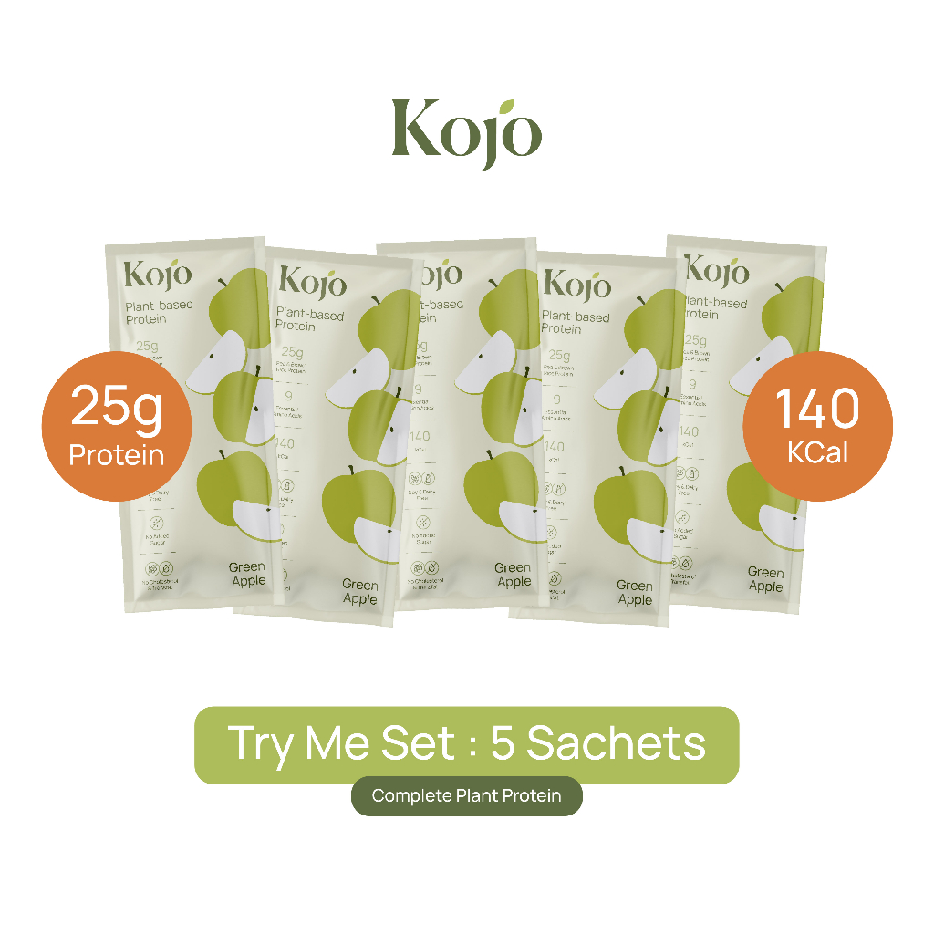 Try Me Set Green Apple: Kojo Plant Based Protein Green Apple Flavour โปรตีนจากพืช รสแอปเปิ้ลเขียว 5 ซอง