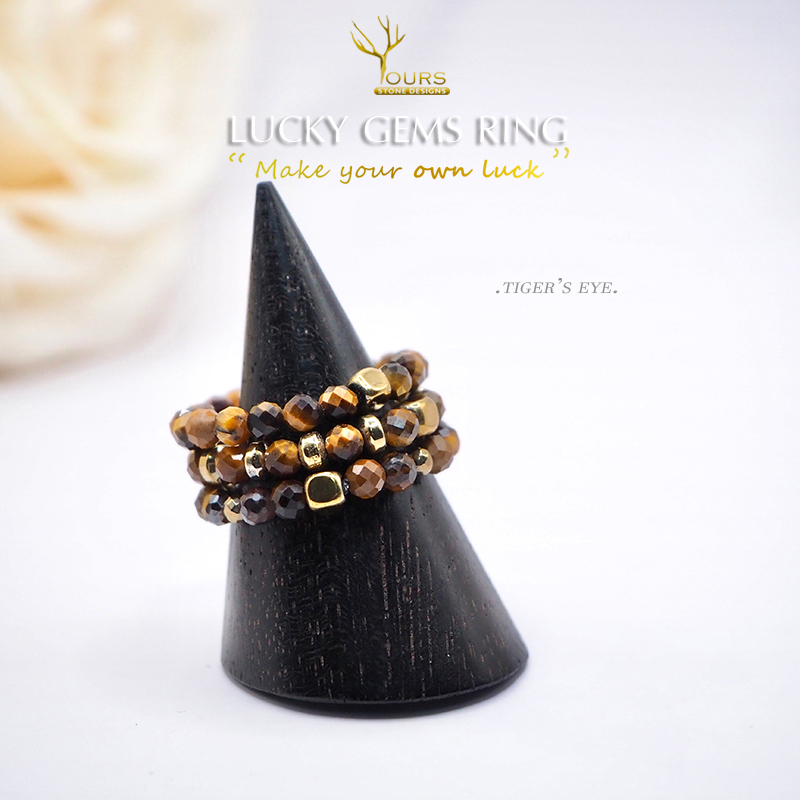 แหวนหิน " ไทเกอร์อาย หินตาเสือ : Tiger's Eye " หินแท้ 100% แหวนยืด ขนาด 2mm แหวนนำโชค แหวนมงคล หินธรรมชาติ