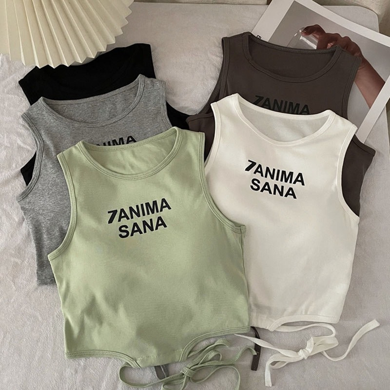 NY140 (202#) พร้อมส่งในไทย เสื้อแขนกุด คอกลม มีสายรัดเอวเซ็กซี่เบา ๆ ฟองน้ำในตัว NY140 (พร้อมถุงซิป)