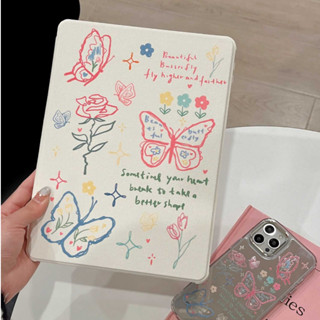 🪐24 ชั่วโมงเคส🪐 เคสiPadหมุน 360° Air5 Gen9 Beautiful Butterfly ช่องใส่ปากกาขวา Acrylic เคส ipad Pro 11 2021 gen10 air4