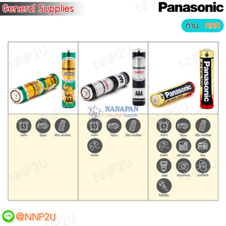 Panasonic ถ่านไฟฉาย AAA พานาโซนิค อัลคาไลน์, AAAสีดำ, AAAสีเขียว Battery AAA Neo, AAA Gold, AAA Alkaline