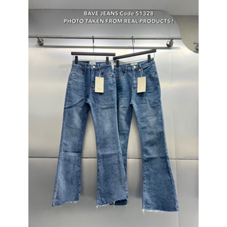 Bave jeans code51328 กางเกงยีนส์ขาม้าเอวสูงผ้ายีนส์ผสมยืด