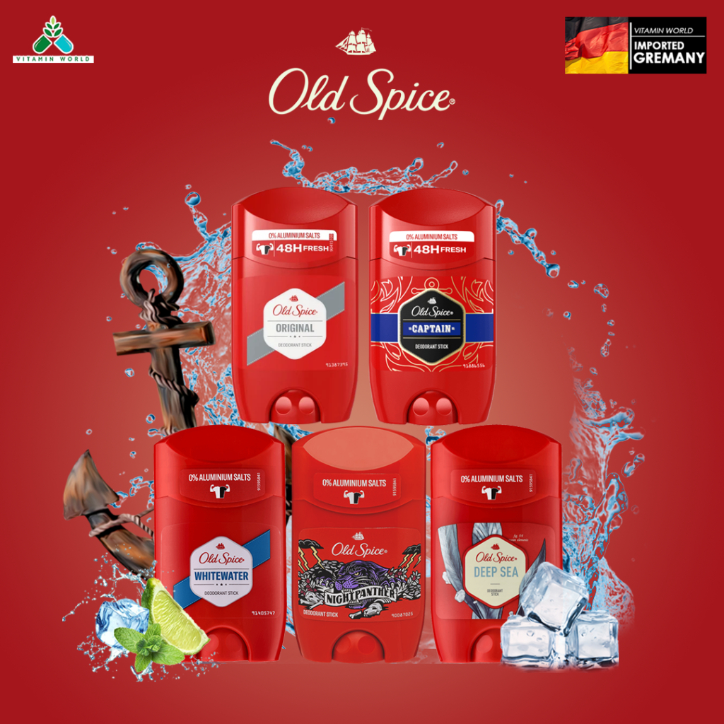 โรลออน ดับกลิ่นกาย แบรนด์ Old Spice แบบแท่ง Deodorant Stick 50ml. (เนื้อสีฟ้า)