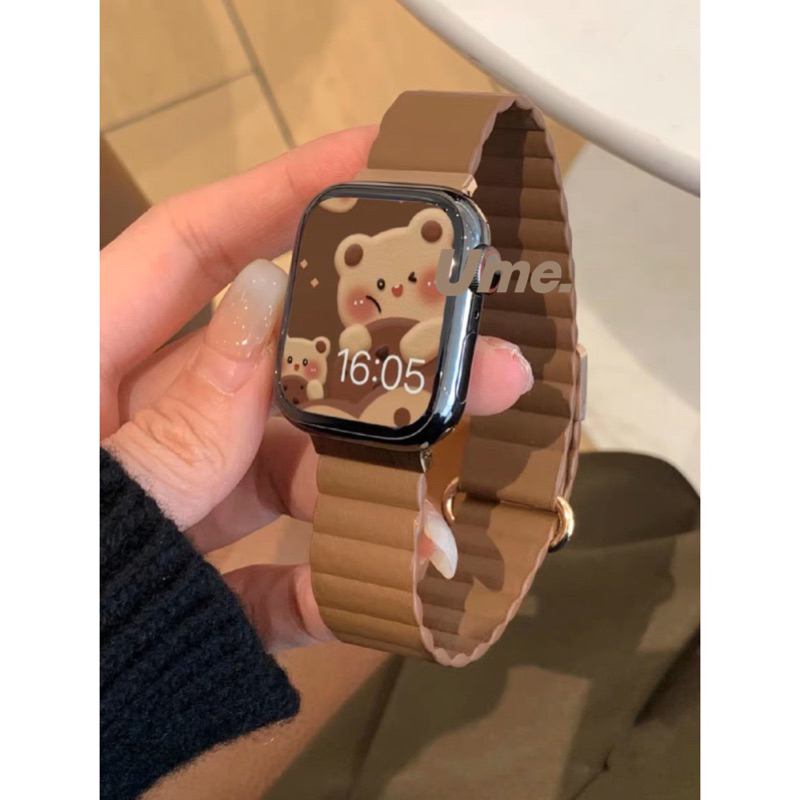 สายแม่.เหล็กลูกฟูก แบบเข็มขัด ใช้ได้กับ Watch11 10 9 8 ultra 7 6 5 4 3 2 1 se Size 40/41/42/44/45/49mm สาย smart watch