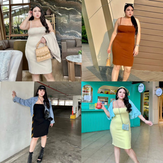 D85เดรสสายเดี่ยวผ้าร่อง เดรสสาวอวบ ร้านเหมือนฝัน Muenfun Plus Size