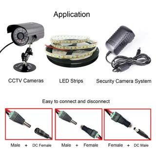 DC Jack ตัวผู้5 ตัวเมีย5 Connector 10ชิ้น แจ๊คชาย หญิง 5.5*2.1mm กล้องวงจรปิด CCTV 3-36V 5A