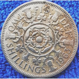 เหรียญ​ต่างประเทศ​ อังกฤษ​ UK, 2​ Shillings, (ยุค​ Elizabeth), ใช้แล้ว, #​0977T