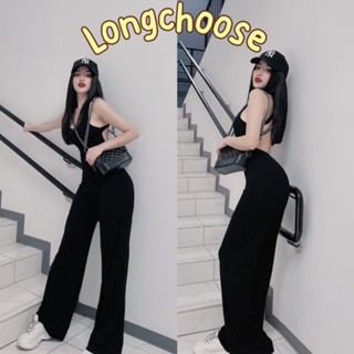 𝐆 𝐨 𝐨 𝐝 𝐥 𝐮 𝐜 𝐤 𝐬 𝐡 𝐨 𝐩 Sexy jumpsuit จั้มสูทขายาว ผ้าเด้งเรยอน จั้มสูทสีดำ สายไขว้ เว้าหลัง เซ็กซี่มาก