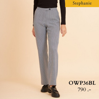 Stephanie กางขายาวลายชิโนลิ ขาวดำ ขาทรงกระบอก (OWP36BL)