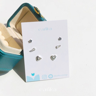 (กรอกโค้ด GG24P ลด 65.-) earika.earrings - hollow heart &amp; wings set เซ็ตต่างหูก้านเงินแท้ คนแพ้ง่ายใส่ได้