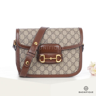 GUCCI HORSEBIT 1955 SMALL BROWN GG SUPREME MONOGRAM GHW