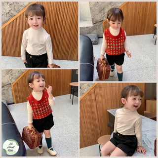 เสื้อยืดแขนยาวเด็กผู้หญิง เสื้อคอเต่าแขนยาวเด็ก สีพื้น ผ้านิ่มใส่สบาย สไตล์เกาหลี อายุ 1-7 ปี