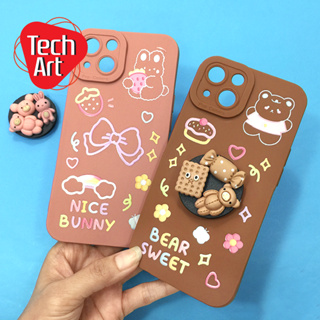 i7+ i11 i13 เคสมือถือนิ่ม TPU กันเลนส์กล้องนูนลายการ์ตูน ฟรี Griptok ติดอะไหล่นูน