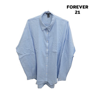 Forever21 (M) เสื้อเชิ้ตแขนยาวลายทาง