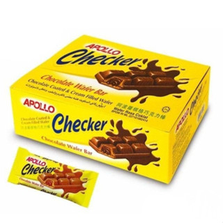 Apollo Checker Chocolate Wafer Bar 432g (18g x 24ชิ้น) อพอลโล่ เชคเกอร์ ช็อคโกแลต เวเฟอร์ บาร์