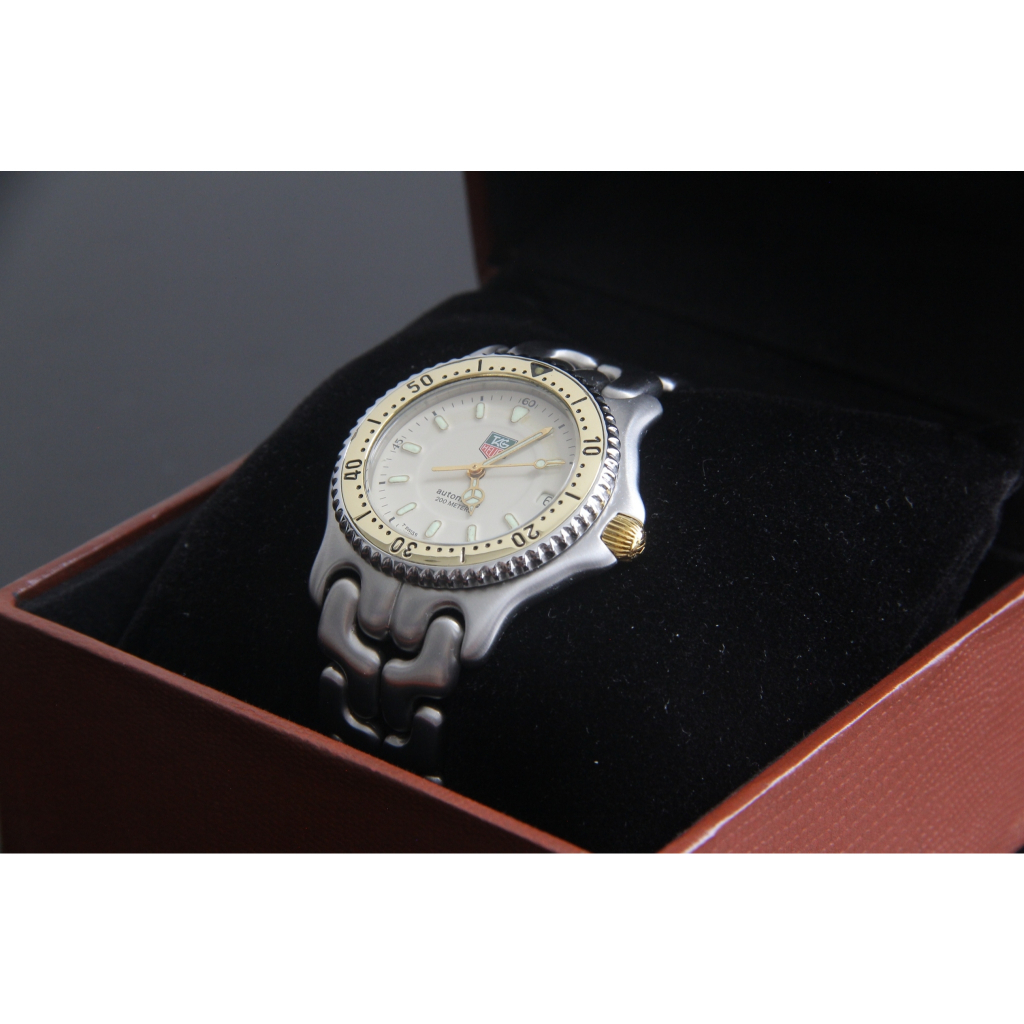 Rare!!!  Tag Heuer S/EL ก้างปลา Auto ขอบทองคำแท้ 18K(King Size)นาฬิกาของเเท้100%