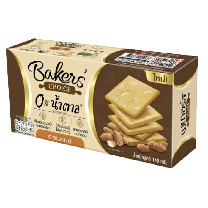 เบเกอร์ ชอยส์ อัลมอนด์ แครกเกอร์ส 105 กรัม - Almond Crackers 105g Bakers' Choice brand