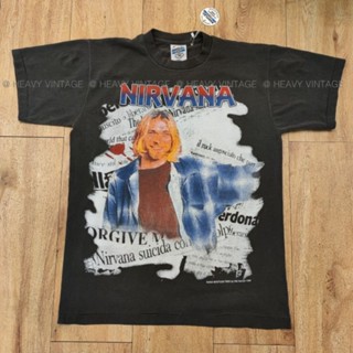 KURT COBAIN NIRVANA BOOTLEG เสื้อวง เสื้อทัวร์ ลายเดือดๆ งานผ้าเฟด