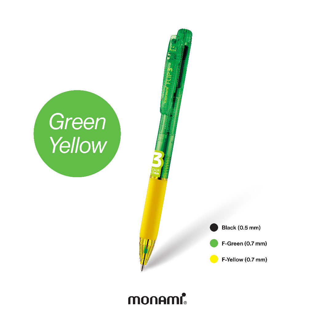 Monami ปากกาลูกลื่น 3 ระบบ รุ่น Flip 3 สีสะท้อนแสง