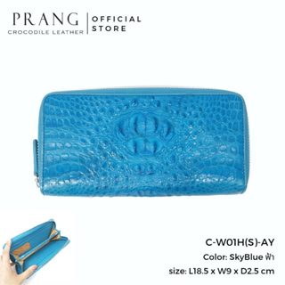 Prang Crocodile Leather Long Zipped Wallet กระเป๋าสตางค์ ซิปเดี๋ยว หนังจระเข้ C-W01H(S)-AY