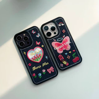 [i17] พร้อมส่ง🦋🌷T6S6 เคสยีนส์ hello tulip เคสผ้า สำหรับ iPhone case เคสไอโฟน X-14plus,16Plus,16,16Promax,17P,17Promax