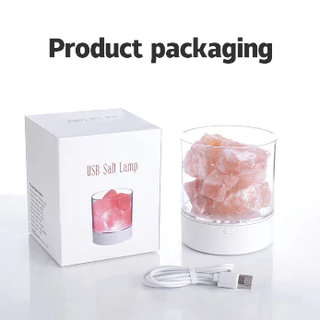 ไฟกลางคืนห้องนอน โคมไฟเกลือคริสตัลหิมาลัยเกลือหินที่มีสีสันโคมไฟ Usb บนโต๊ะชาร์จตกแต่งห้องไฟกลางคืนแสง ไฟข้างเตียง โคมไฟ