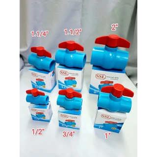 บอลวาล์ว​ PVC​ แบบสวม​ มี​ 6 ขนาด 1/2นิ้ว,3/4นิ้ว,1นิ้ว,1.1/2นิ้ว,1.1/4,นิ้ว,2นิ้ว​ ตรา​ SSL