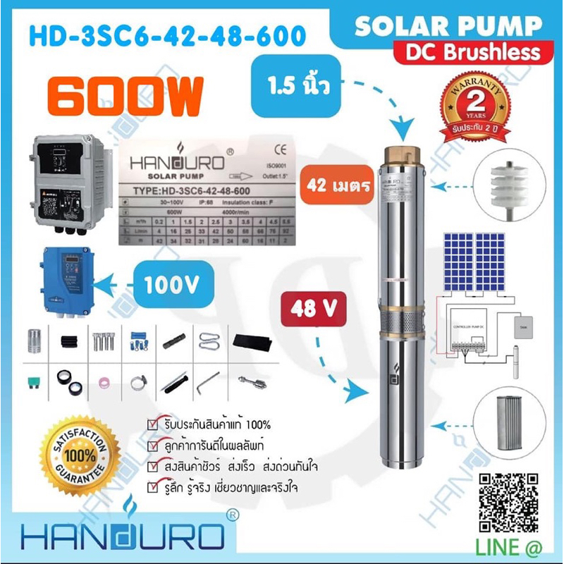 ปั๊มบาดาลHanduro_HD-3sc6-42-48-600ออก1.5”