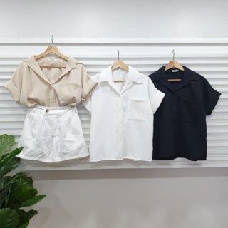 T003เสื้อเชิ้ตแขนสั้นผ้าวาฟเฟิล