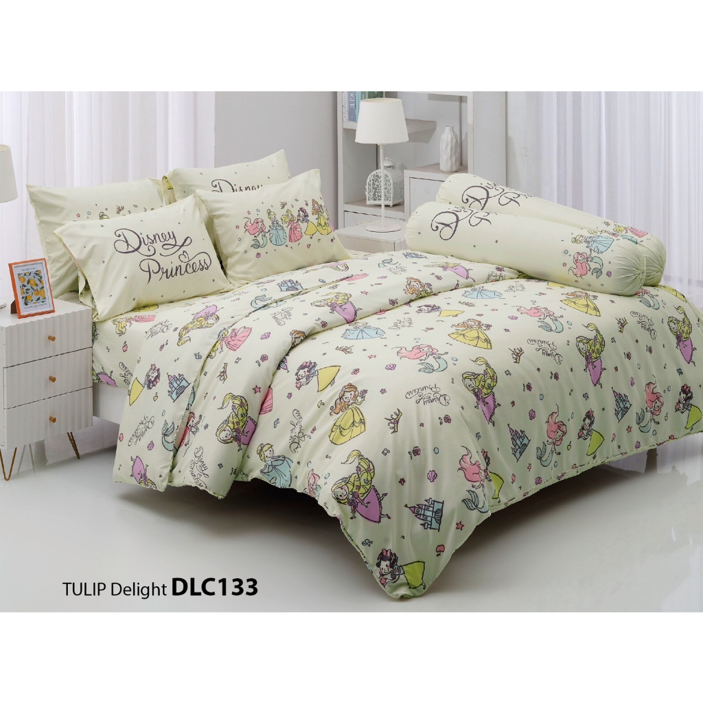 Bedsheets, Pillowcases & Bolster Cases 490 บาท Tulip Delight  DLC133   ชุดเครื่องนอนทิวลิปดีไลท์ ลายการ์ตูนลิขสิทธิ์ ลายเจ้าหญิง Disney Home & Living