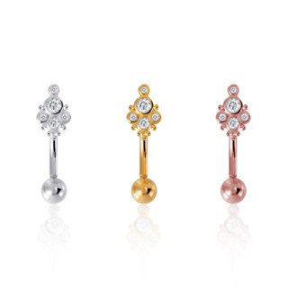 PiercingRoomByJay Cluster CZ Diamond Sterling Silver Belly Ring จิวสะดือ กระจุกเพชร เงินแท้