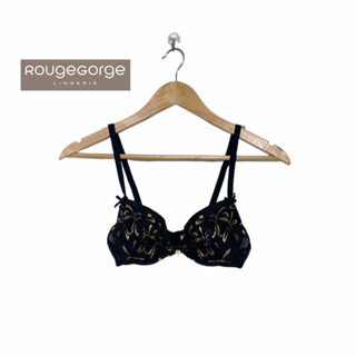 Rouge Gorge(รูจ จอร์จ)Braแบรนด์ดังจากฝรั่งเศสเสื้อชั้นในลูกไม้งานปักละเอียดสีดำทอง ฟองน้ำไม่หนา Sexy มาก ของใหม่ G06