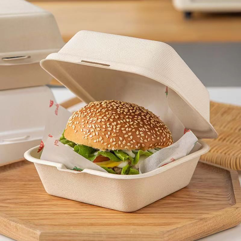 กล่องใส่แซนวิช กล่องใส่แซนวิชเกาหลี กล่องขนมปัง ในสต็อก กล่องกระดาษชานอ้อย กล่องเค้กสีขาว 10 ใบ กล่องใส่เค้ก