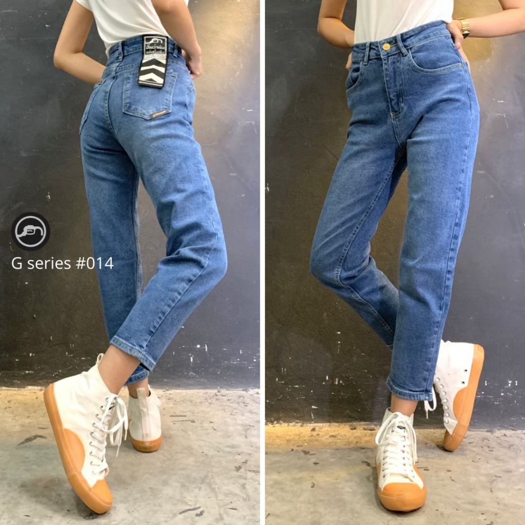 G015 G014 กางเกงยีนส์เอวสูง เนื้อผ้าคุณภาพ Sanforized Denim (Gasoline & Garage) ปั๊มน้ำมันแก๊สโซลีน (G)