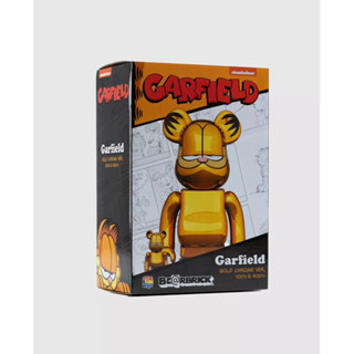 (ของแท้) Bearbrick Garfield Gold Chrome 400+100% แบร์บริค กำมะหยี่ กาฟิว Medicom Toy ของใหม่ มือ 1