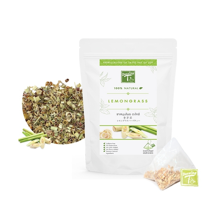 ชาสมุนไพรตะไคร้ Lemongrass Herbal Tea (Dazzling T) ไม่มีน้ำตาล ช่วยให้ชุ่มคอ ขนาด 12 x 2.0 g. Tea Ba