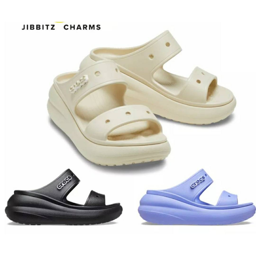 ​​Buy 1pair get 4Jibbitzs ​​รองเท้าแตะผู้หญิง Crocs Crush Sandal รองเท้าส้นสูงผู้หญิง เบานิ่มใส่สบาย