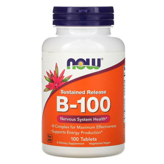 วิตามินบีรวม 100 B100 ชนิดละลายช้า Sustained Release Vitamin B 100 complex, 100 Veg Capsules, NOW Foods