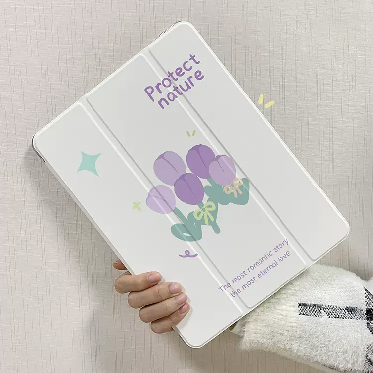 ✨พร้อมส่ง✨เคสไอแพด pro11 2024 Air7/6 Gen9 Air8 11 Air5 เคสiPad ดอกทิวลิปสีม่วง Gen8 Air4 Case iPad ราคา ถูกที่สุด ดีลบีเคเค แกลเลอรีภาพที่ 7