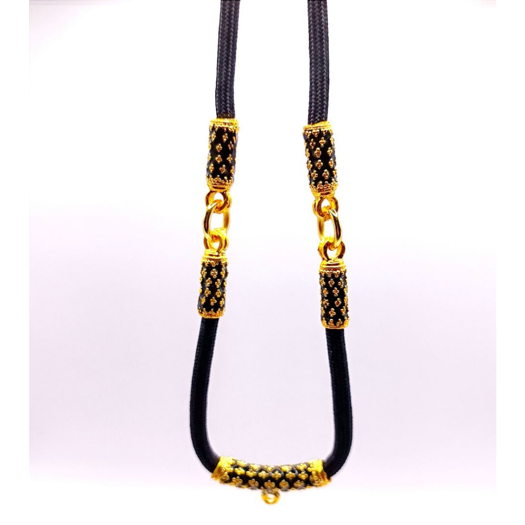 N060 สร้อยคอ ผู้ชาย สร้อยเชือกร่ม สร้อยห้อยพระ ปล้องโค้ง ลายไทย ลงยา สีดำ แขวนพระ3องค์ สวมหัวได้ ราคา ถูกที่สุด ดีลบีเคเค แกลเลอรีภาพที่ 9